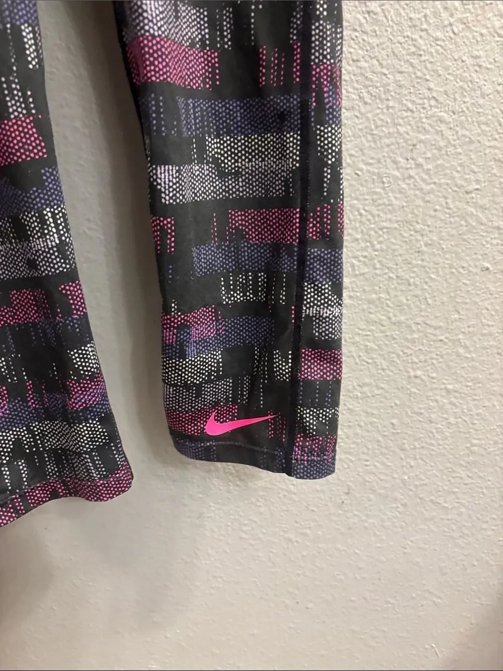 Nike Black Capri Leggings with Pink & Purple Accent Print